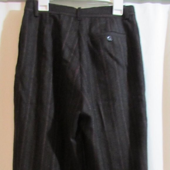 VINTAGE LIZ CLAIBORNE WOOL DRESS PANTS SIZE 8 BLACK PINSTRIPS PLEATED - Picture 5 of 10